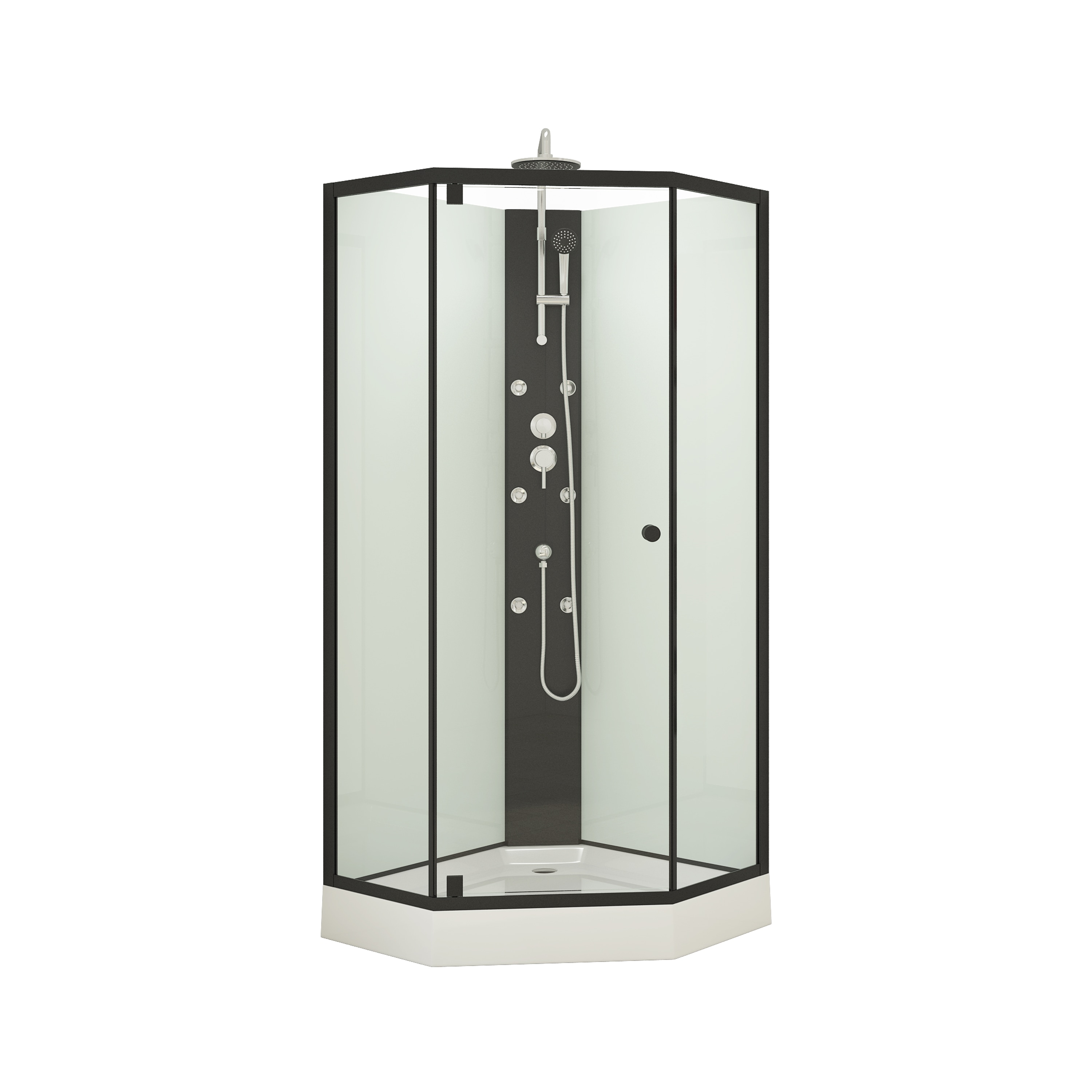 Cabina de dus cu hidromasaj, cadita joasa si profil negru 85 x 85 x 225 cm