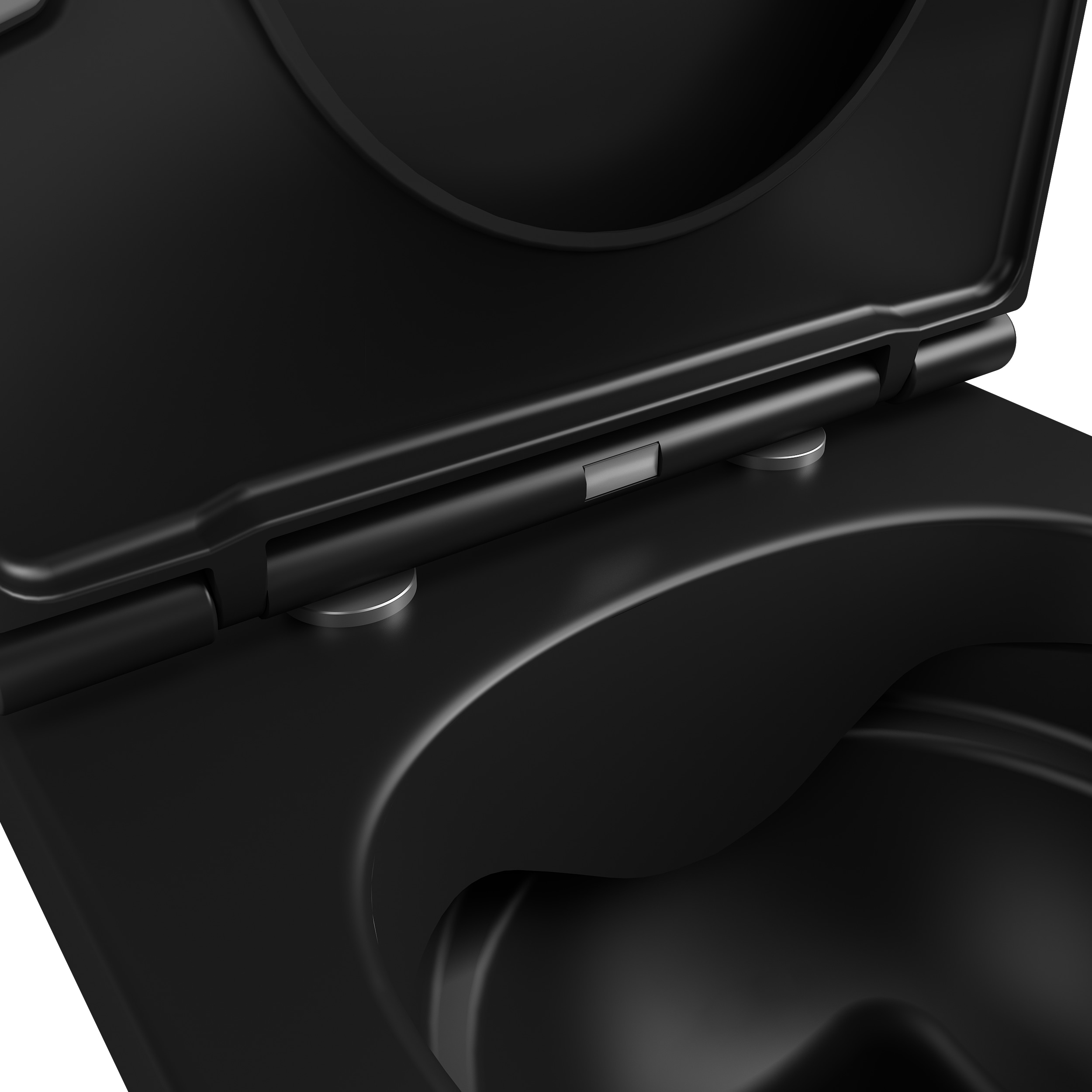 Vas toaleta rotund GOOD HOME Cavally, suspendat pe perete, capac cu inchidere silentioasa, ceramica, negru