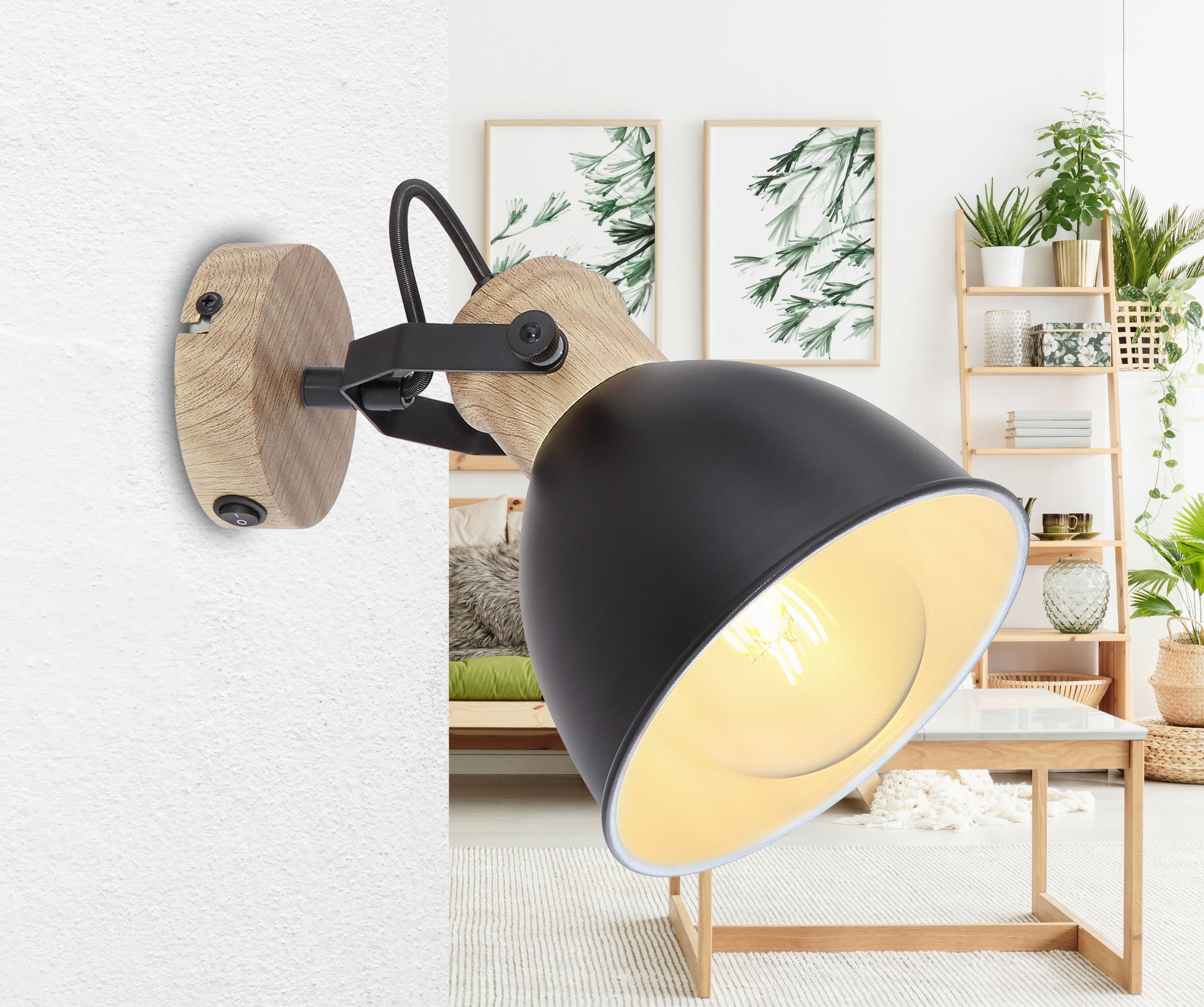 Spot negru, metal, 150X185 mm, 40W  Globo