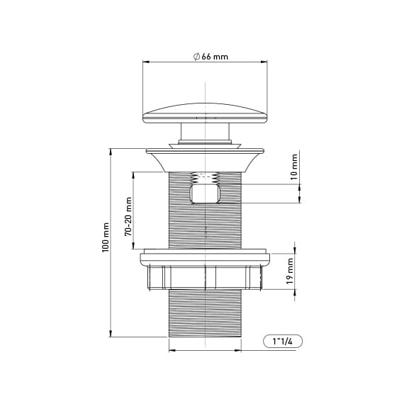 Ventil Quick- clac cu preaplin, ABS, dop inox, L 100 mm,  Wirquin Essentials
