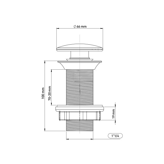 Ventil Quick- clac fara preaplin, ABS, dop inox, L 100 mm  Wirquin Essentials