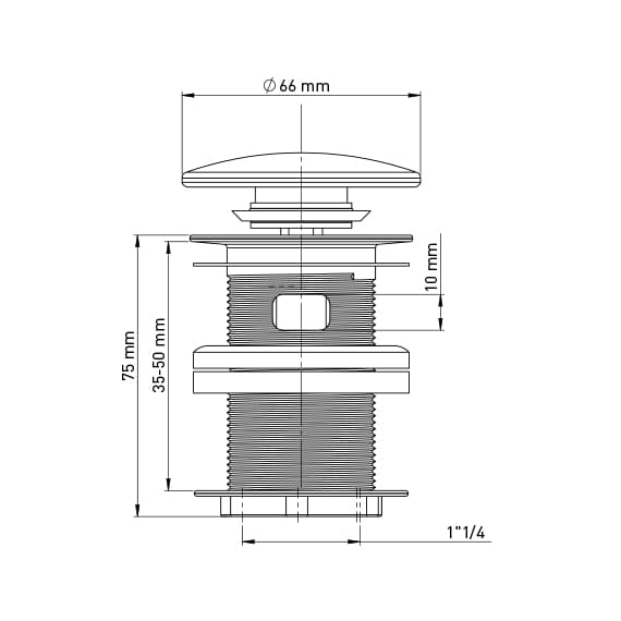 Ventil Quick- clack cu preaplin, metalic, L75 mm  Wirquin Essentials