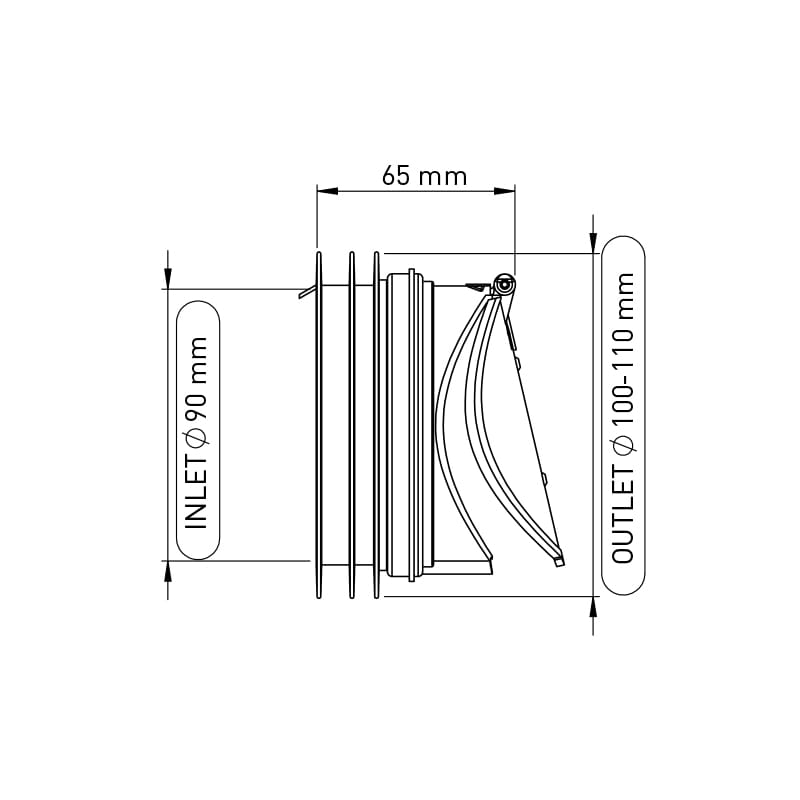 Clapeta sens pentru racord WC Wirquin Essentials 70950174, 100/110 mm