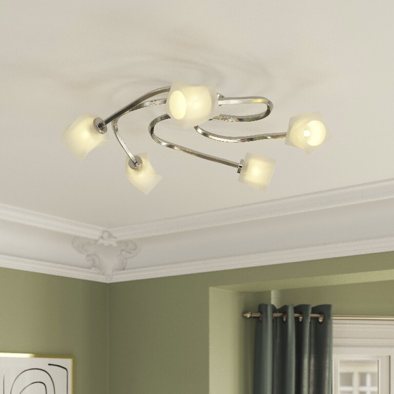 Plafoniera LED, 5 x G9, alb/argintiu, lumina alb cald