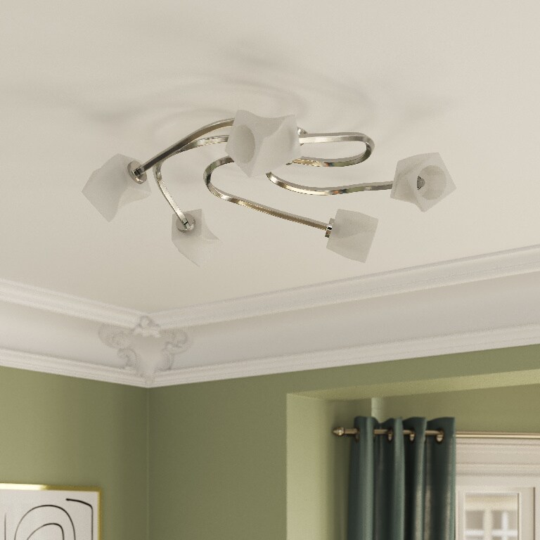 Plafoniera LED, 5 x G9, alb/argintiu, lumina alb cald