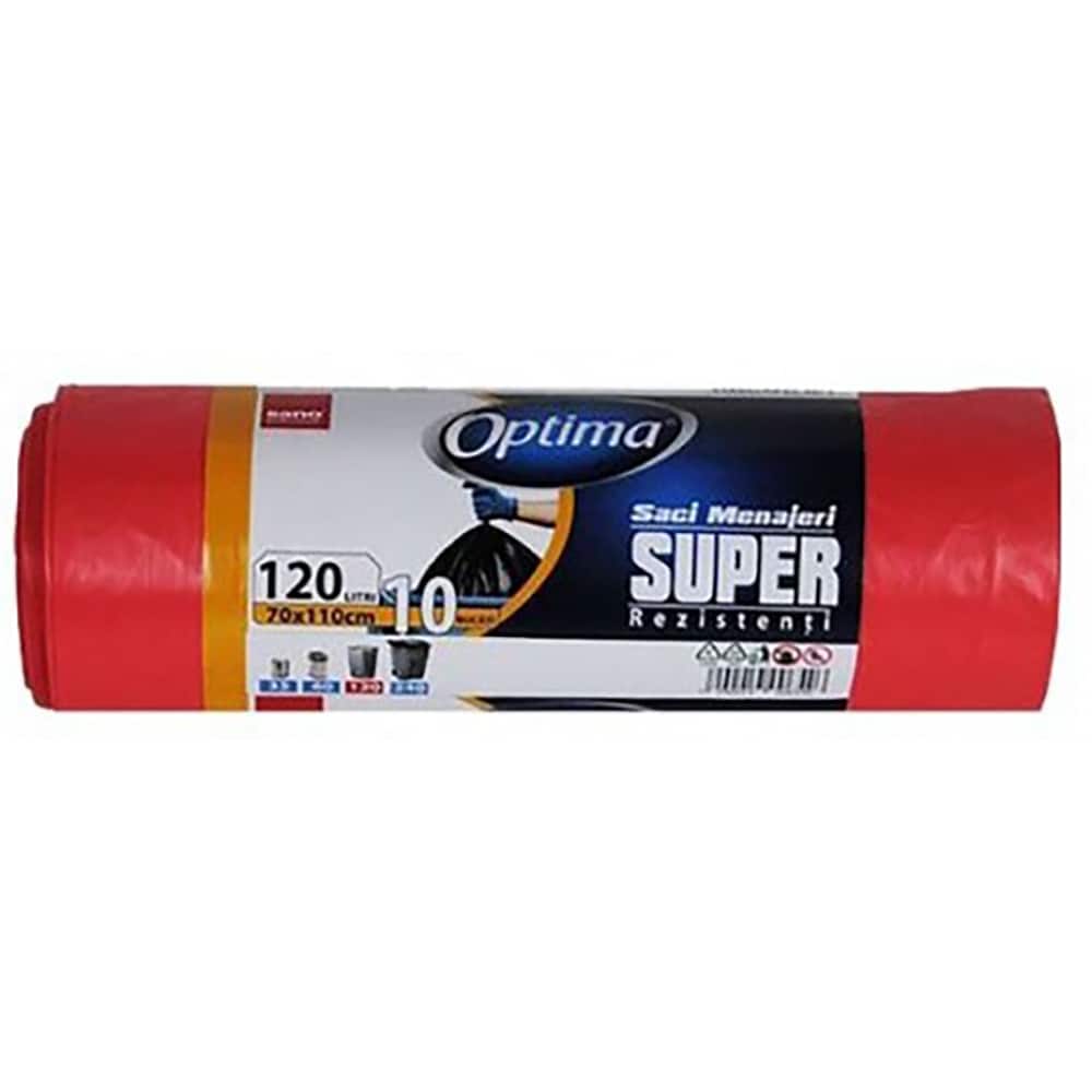 Saci menajeri SANO Optima, 10 bucati, 120 l, rosu