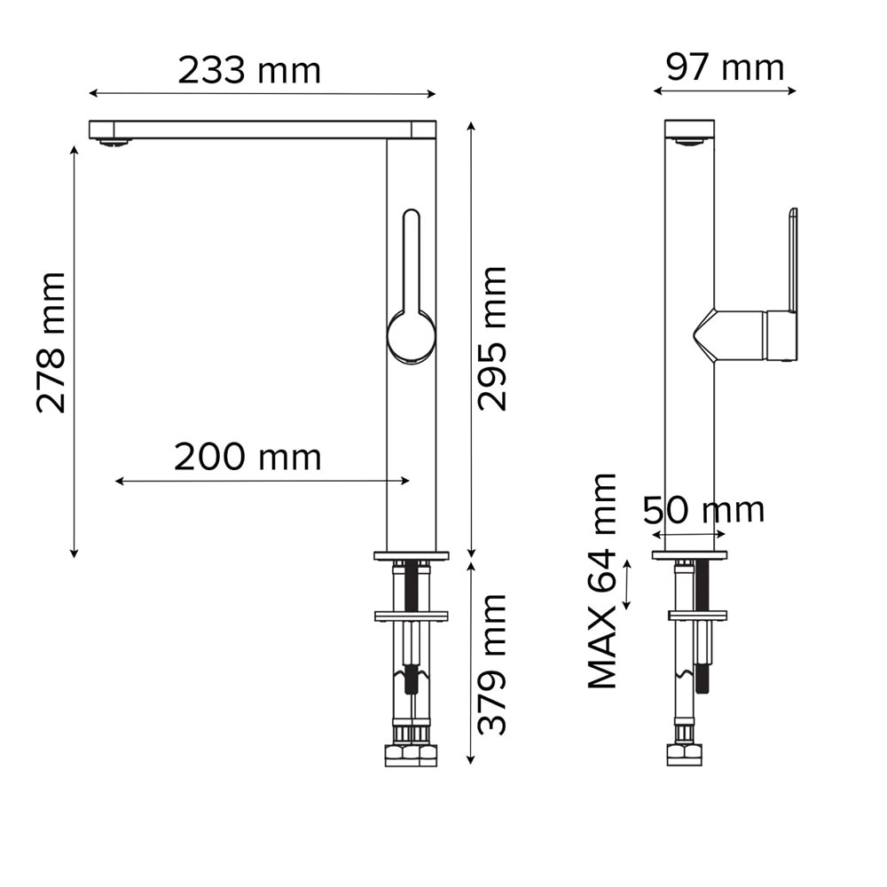 Baterie bucatarie GOODHOME Havarti, alama, negru