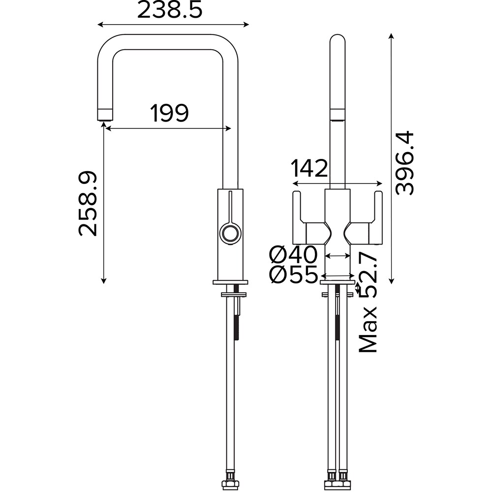 Baterie bucatarie GOODHOME Kamut, alama, crom