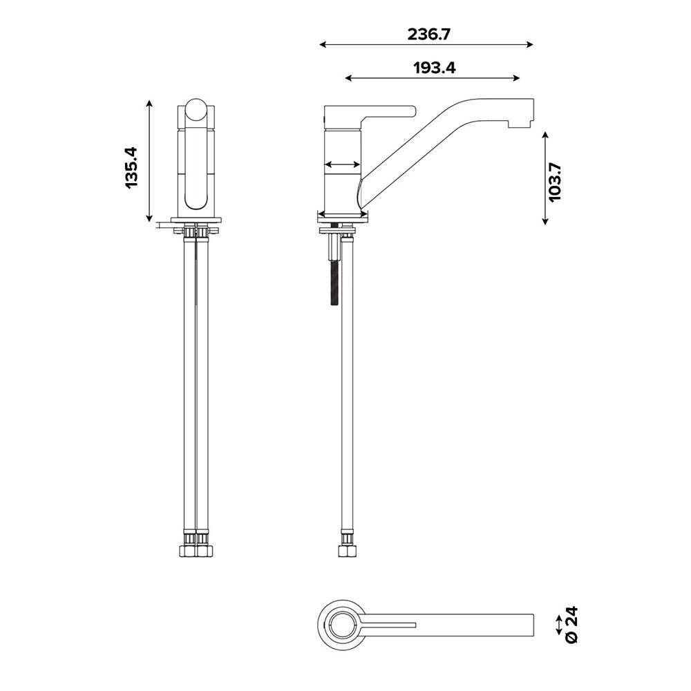 Baterie bucatarie GOODHOME Kawa, alama, crom