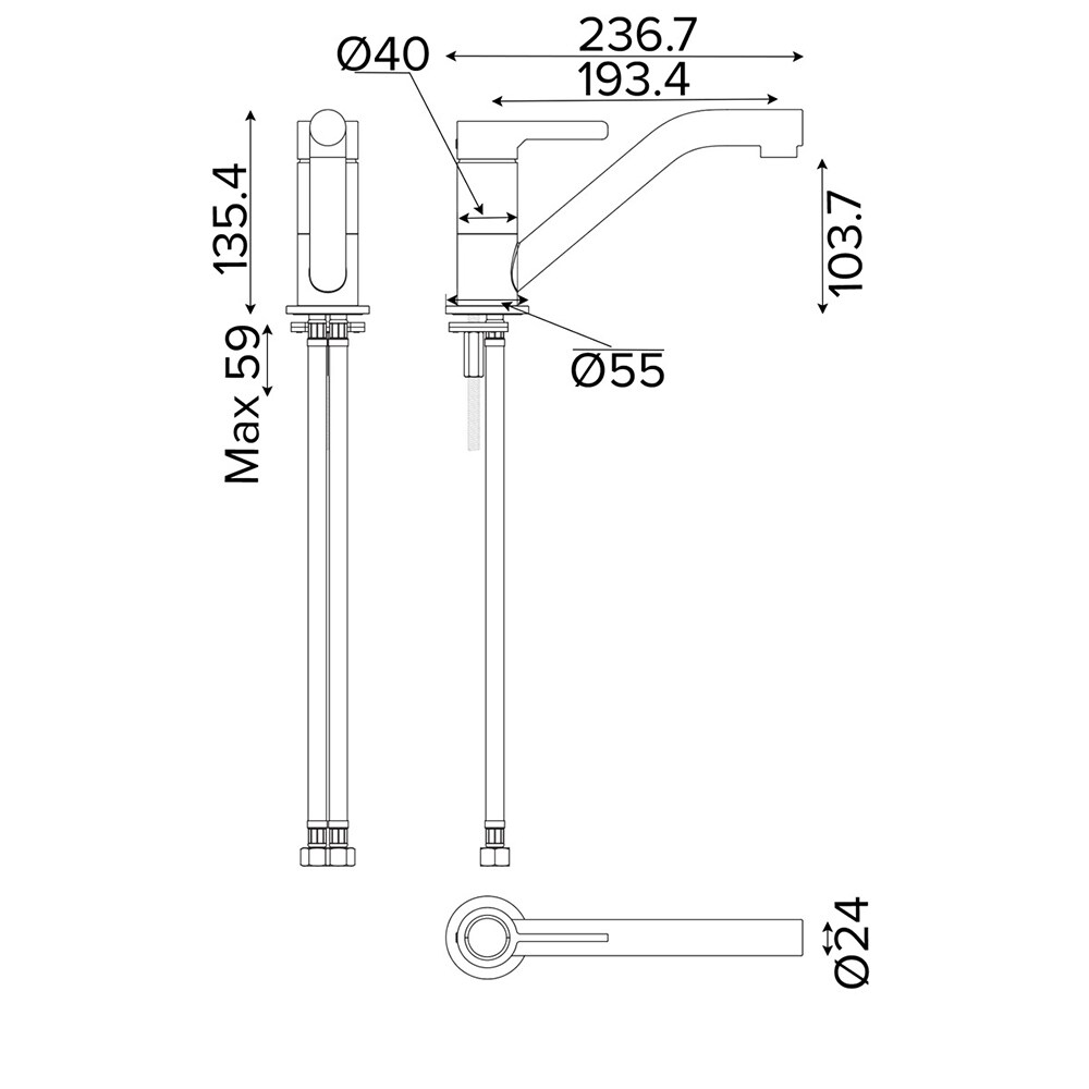 Baterie bucatarie GOODHOME Kawa, alama, grafit