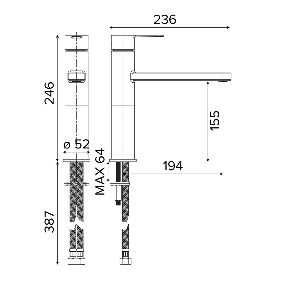 Baterie bucatarie GOODHOME Phoran, alama, titan