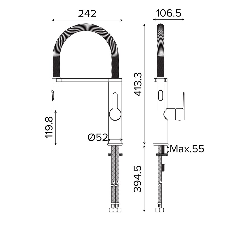 Baterie bucatarie GOODHOME Saffron, alama, inox