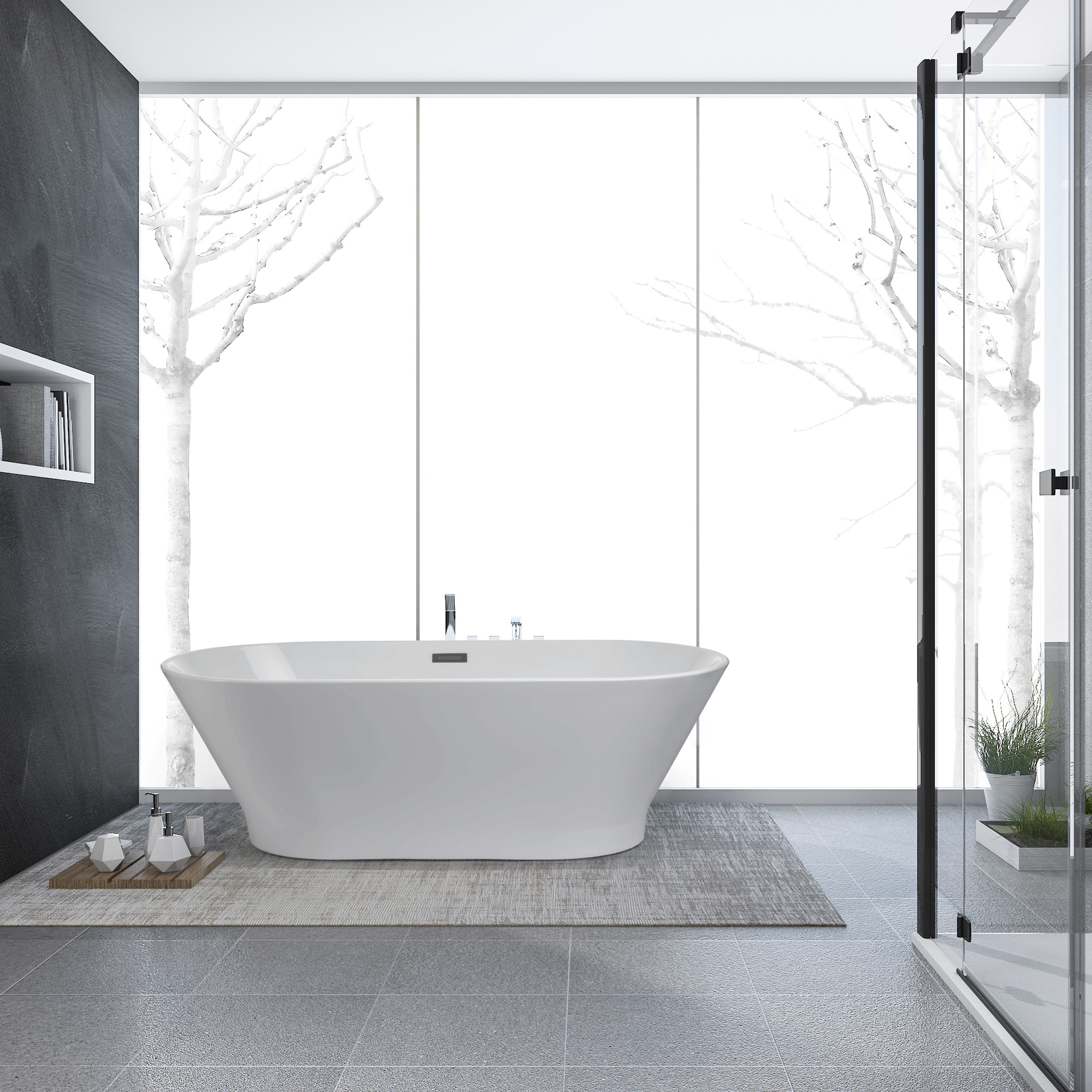 Cada baie freestanding FIBREX Oslo, acril, 170 x 75 cm, alb