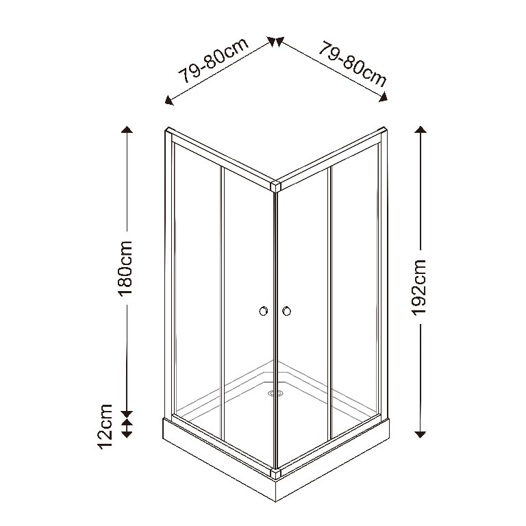 Cabina dus simpla, patrata, 80 x 80 cm 