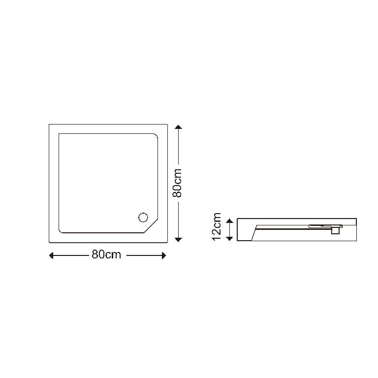 Cabina dus simpla, patrata, 80 x 80 cm 