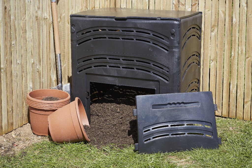 Compostor gradina VERVE, 350 l, 80 x 80 x 60 cm, plastic termoformat, negru