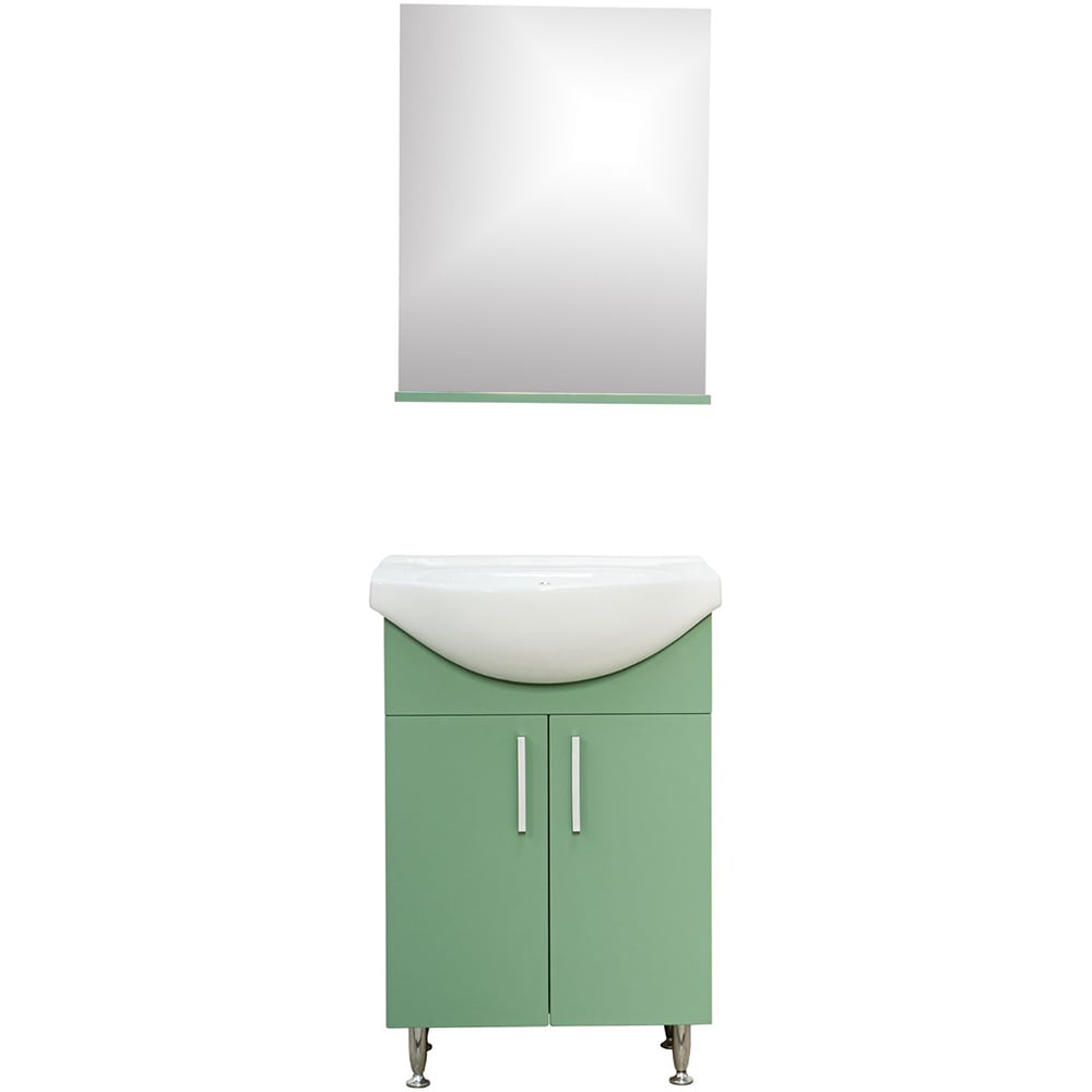 Set mobilier baie SANITOP Bella, cu oglinda, 55 cm, MDF, verde