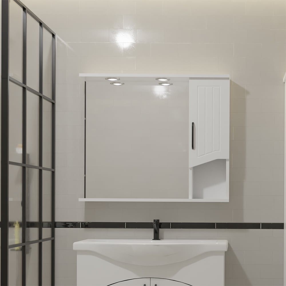 Oglinda baie cu dulap SANITOP Zelena, 60 x 20 x 73 cm, iluminare LED, alb