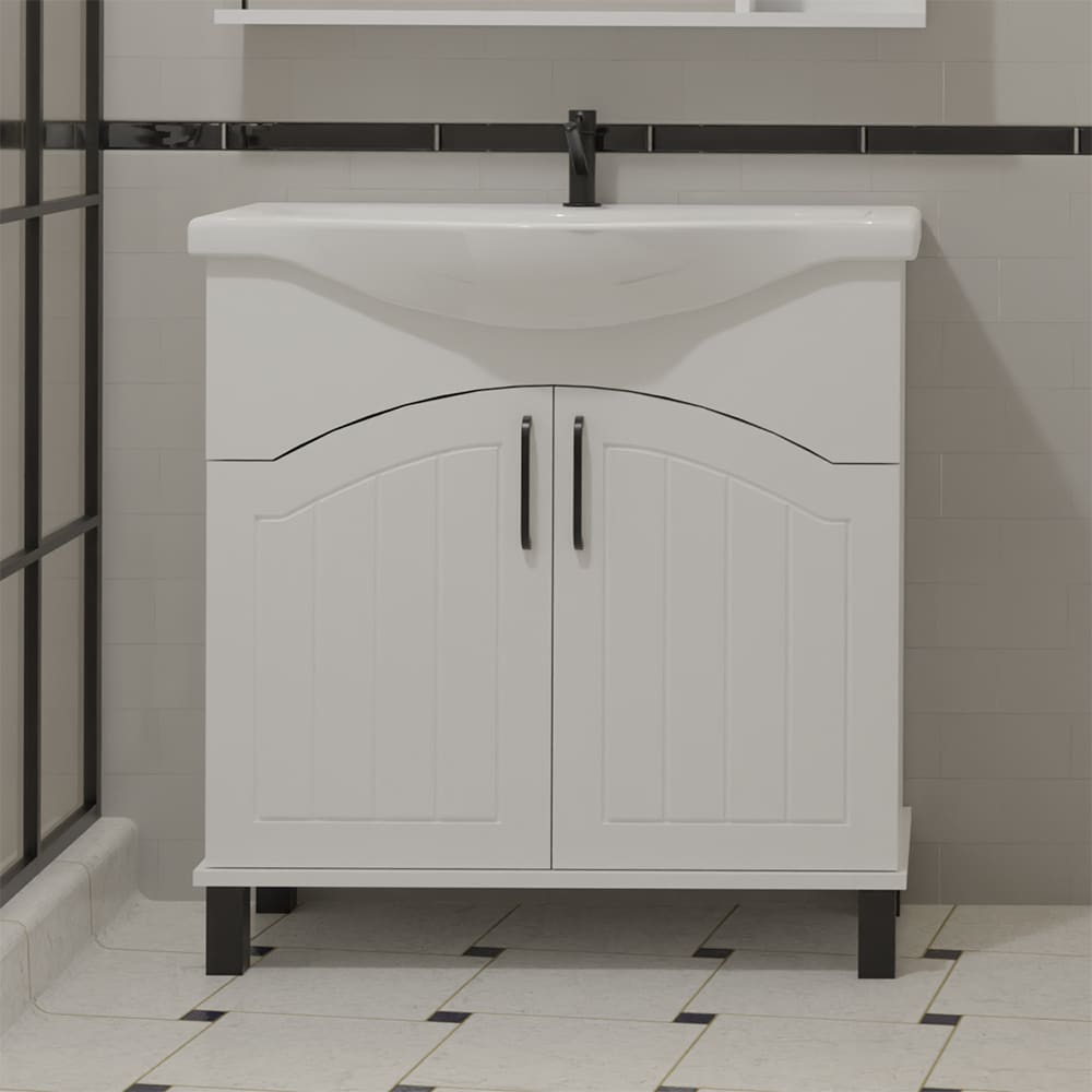 Set masca si lavoar SANITOP Zelena, 55 x 32.5 x 78 cm, alb