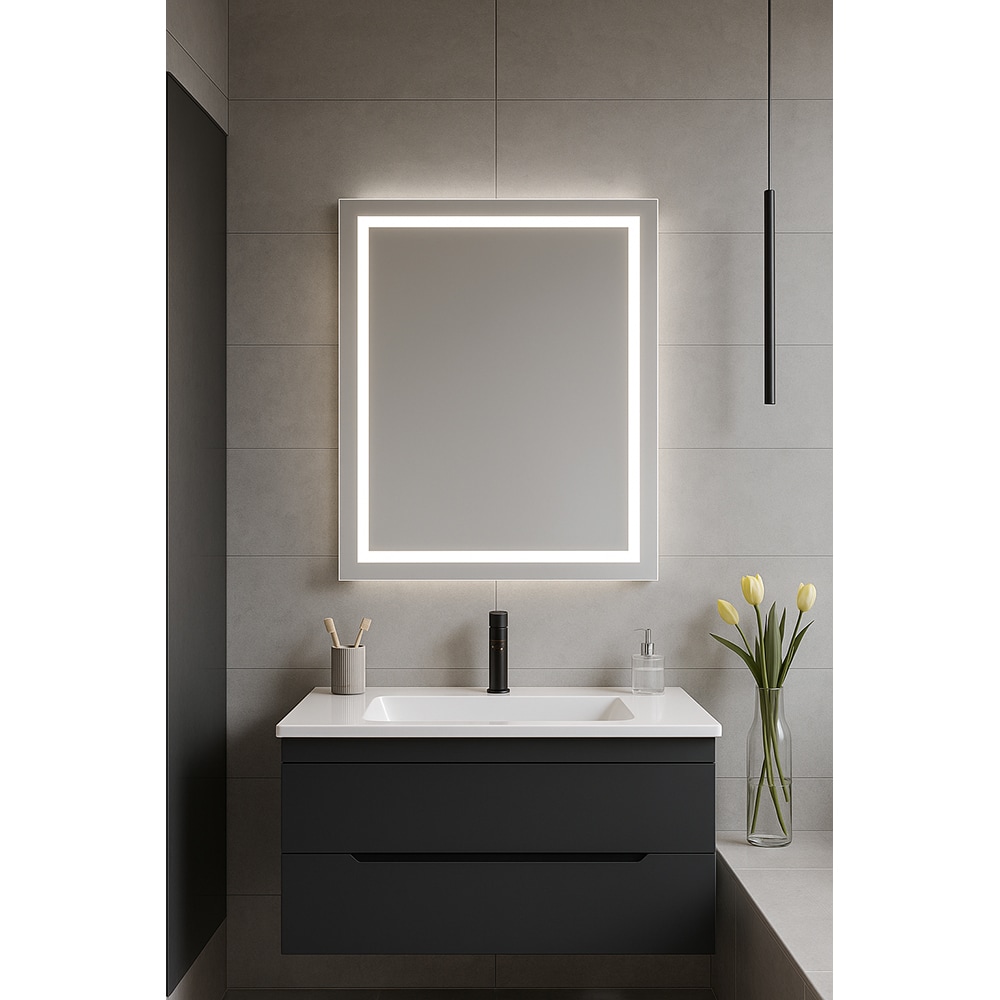 Oglinda baie WOODART, iluminare LED, 60 x 70 cm