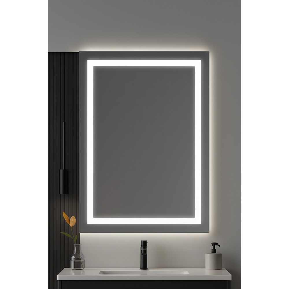 Oglinda baie WOODART, iluminare LED, 60 x 70 cm