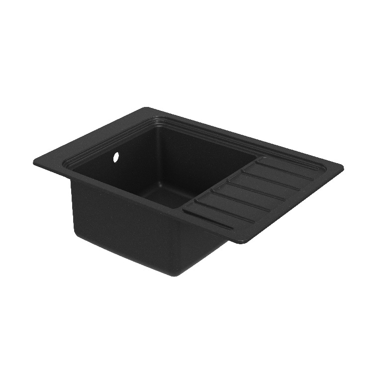 Chiuveta bucatarie GoodHome Romesco, 1 cuva, picurator reversibil, compozit quartz, accesorii, negru