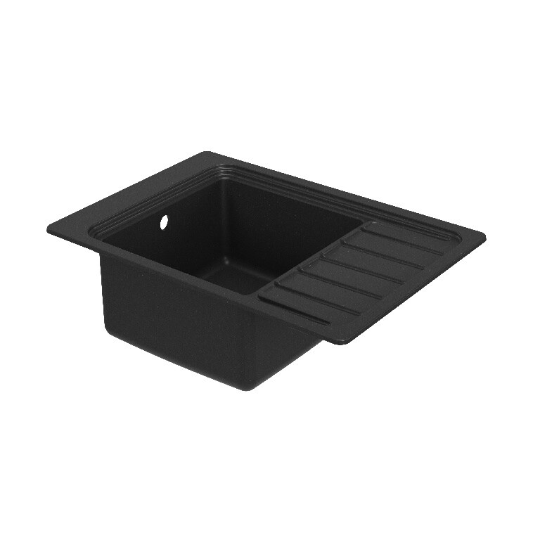Chiuveta bucatarie GoodHome Romesco, 1 cuva, picurator reversibil, compozit quartz, accesorii, negru