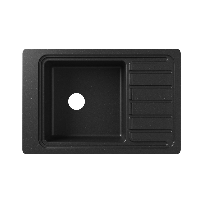 Chiuveta bucatarie GoodHome Romesco, 1 cuva, picurator reversibil, compozit quartz, accesorii, negru