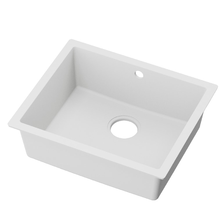 Chiuveta bucatarie GoodHome Sorel, 1 cuva, compozit quartz, alb