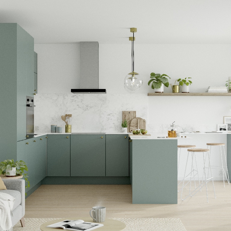 Panou lateral pentru bucatarie GOODHOME Stevia, 201 cm x 57 cm x 1.8 cm, MDF, verde