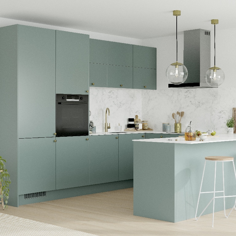 Panou lateral pentru bucatarie GOODHOME Stevia, 201 cm x 57 cm x 1.8 cm, MDF, verde