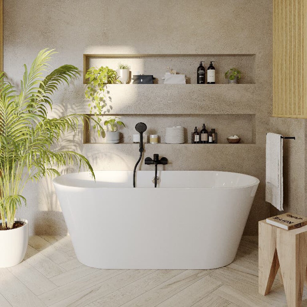 Cada baie freestanding GOODHOME Huron, acril, 168.5 x 75 x 62.5 cm, alb