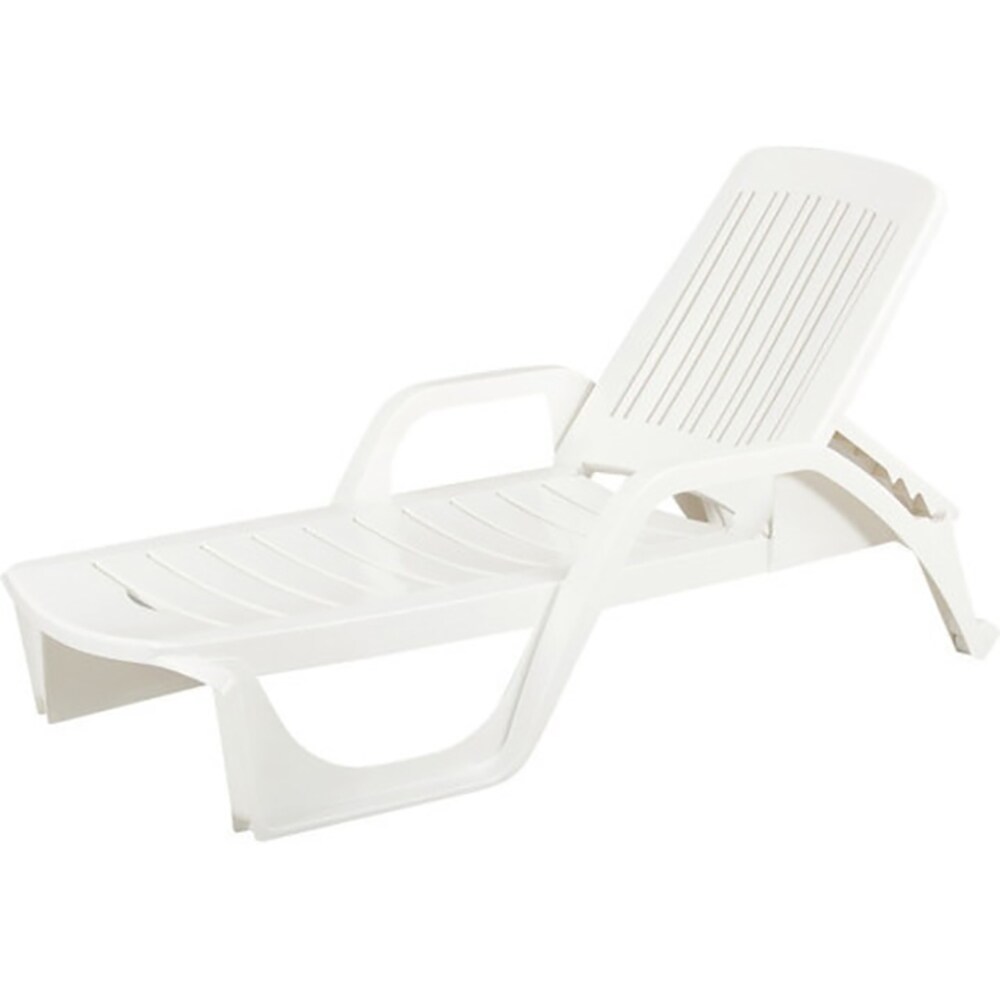 Sezlong pliabil gradina Bica Zurigo, plastic, 190 x 71 x 46 cm, alb