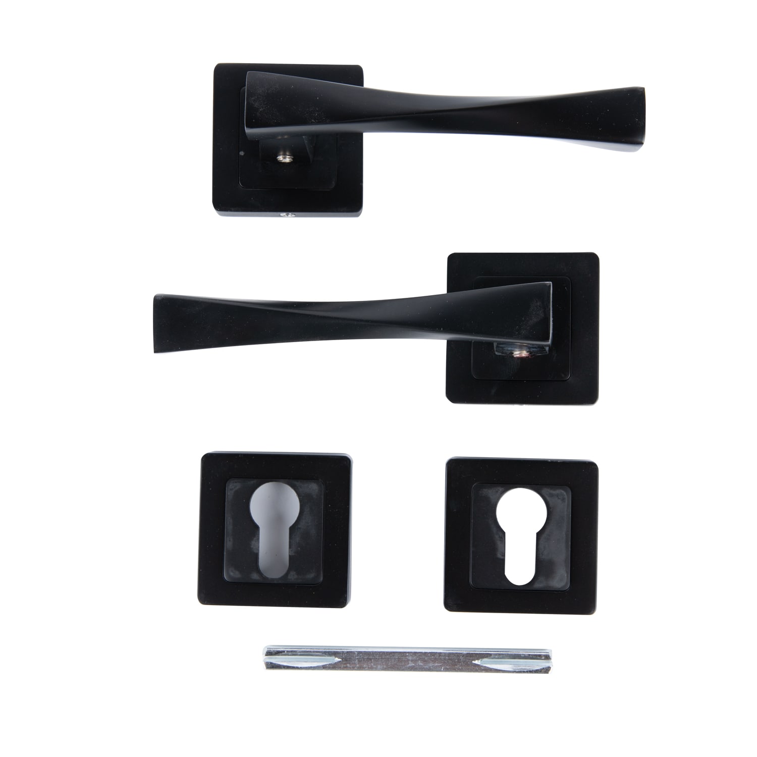 Set manere, rozete cilindru, aluminiu, negru, usi de interior Yale Verona