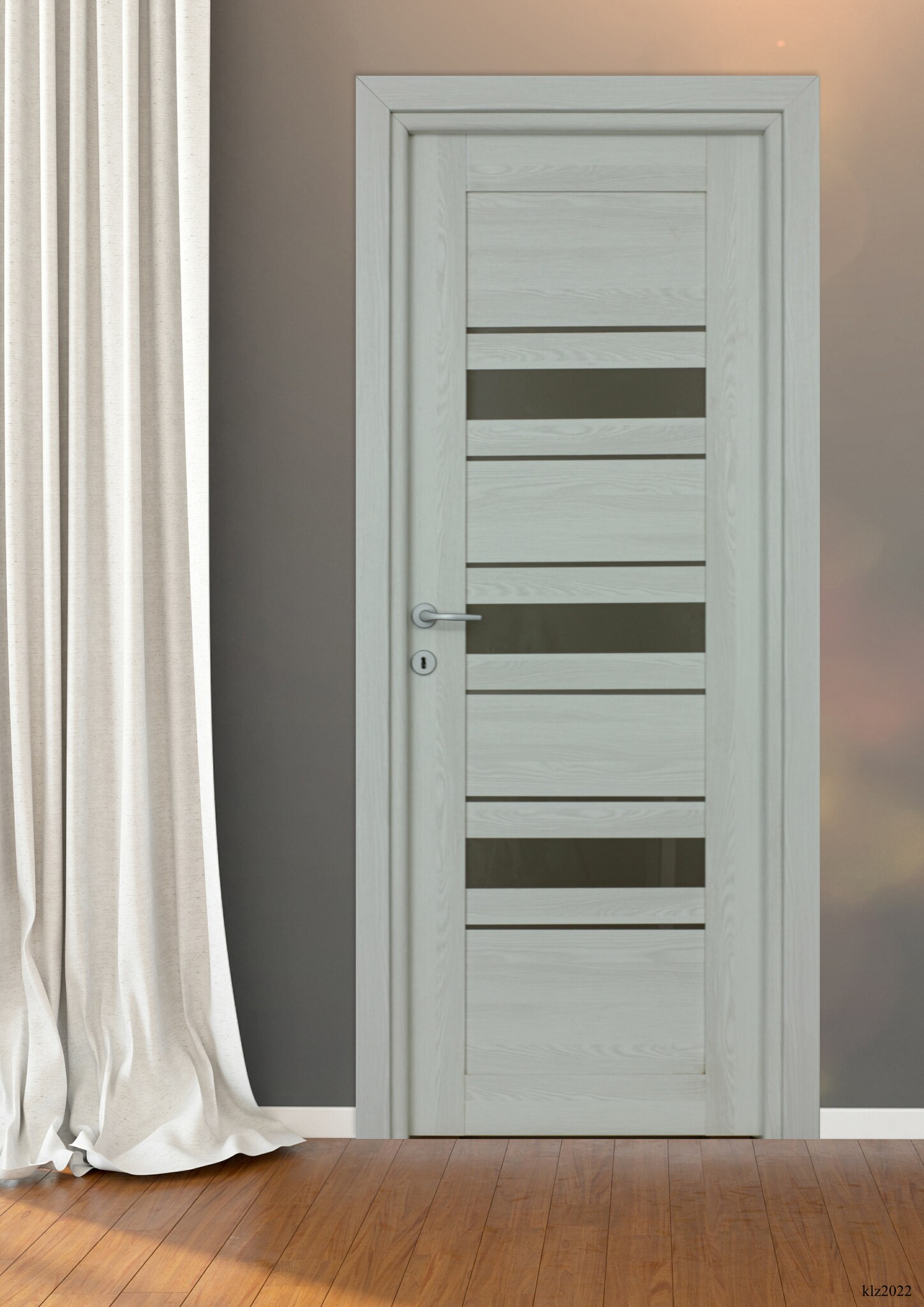 Usa interior Rino, cu geam, reversibila, MDF, 68 x 203 cm, alb