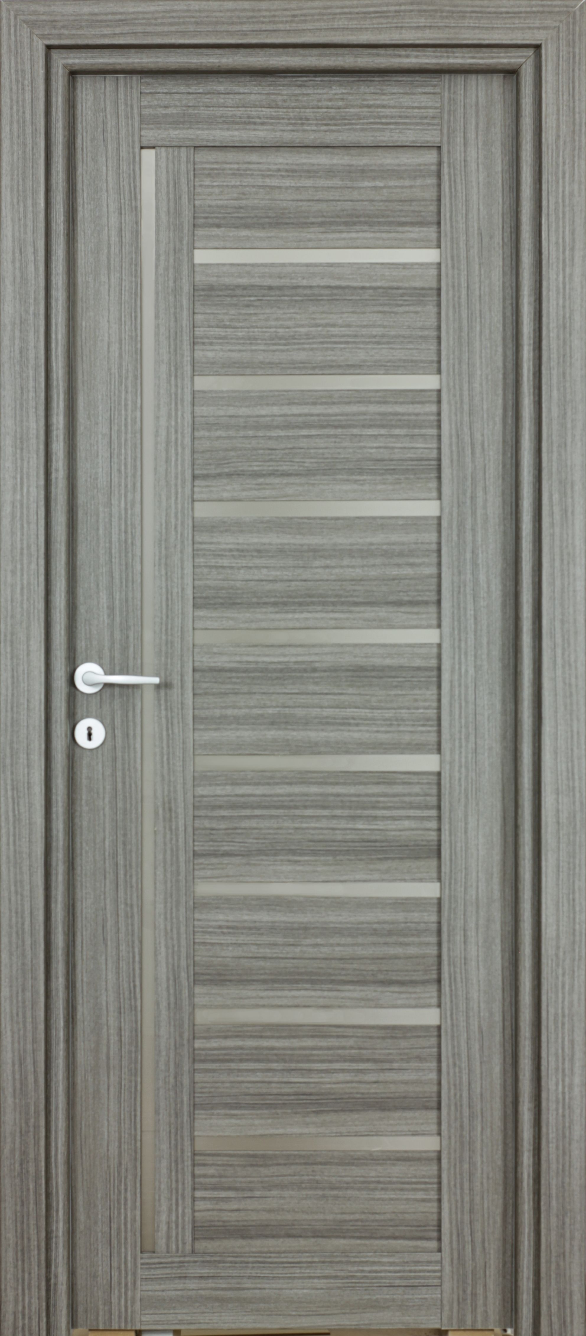 Usa interior Smart, cu geam, reversibila, MDF, 78 x 203 cm, negru periat