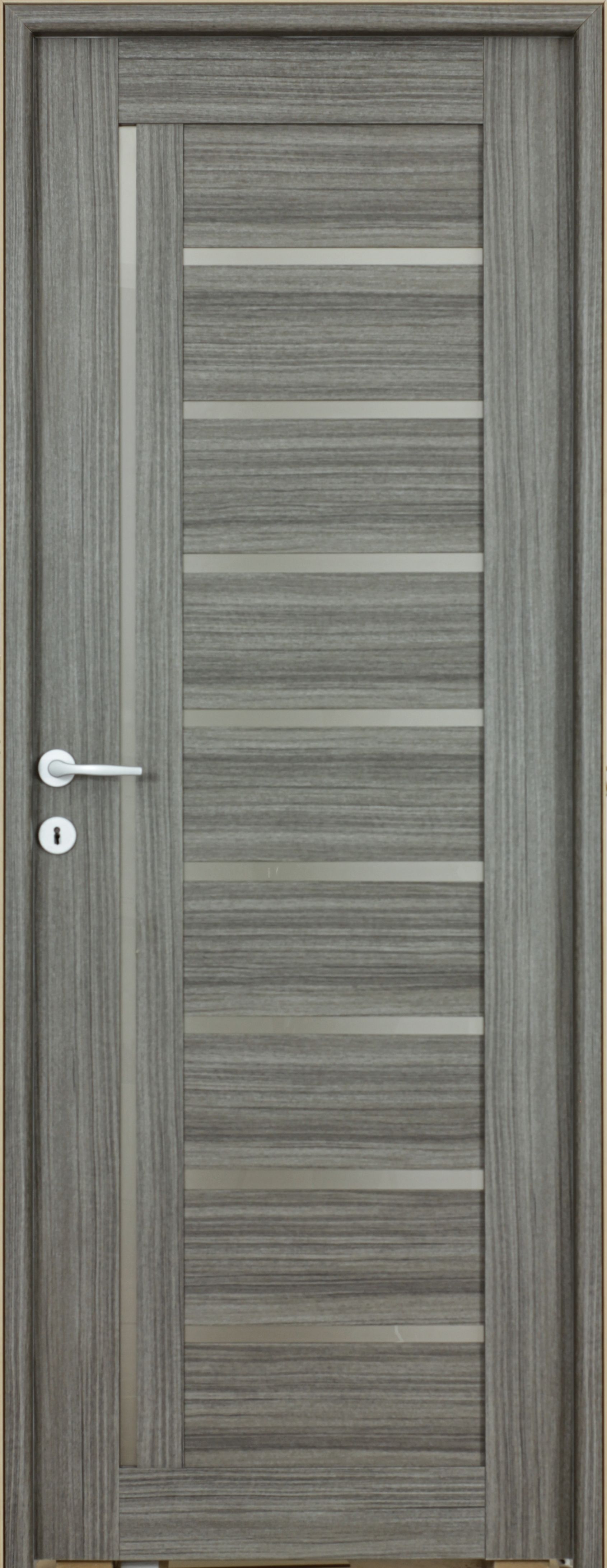 Usa interior Smart, cu geam, reversibila, MDF, 78 x 203 cm, negru periat