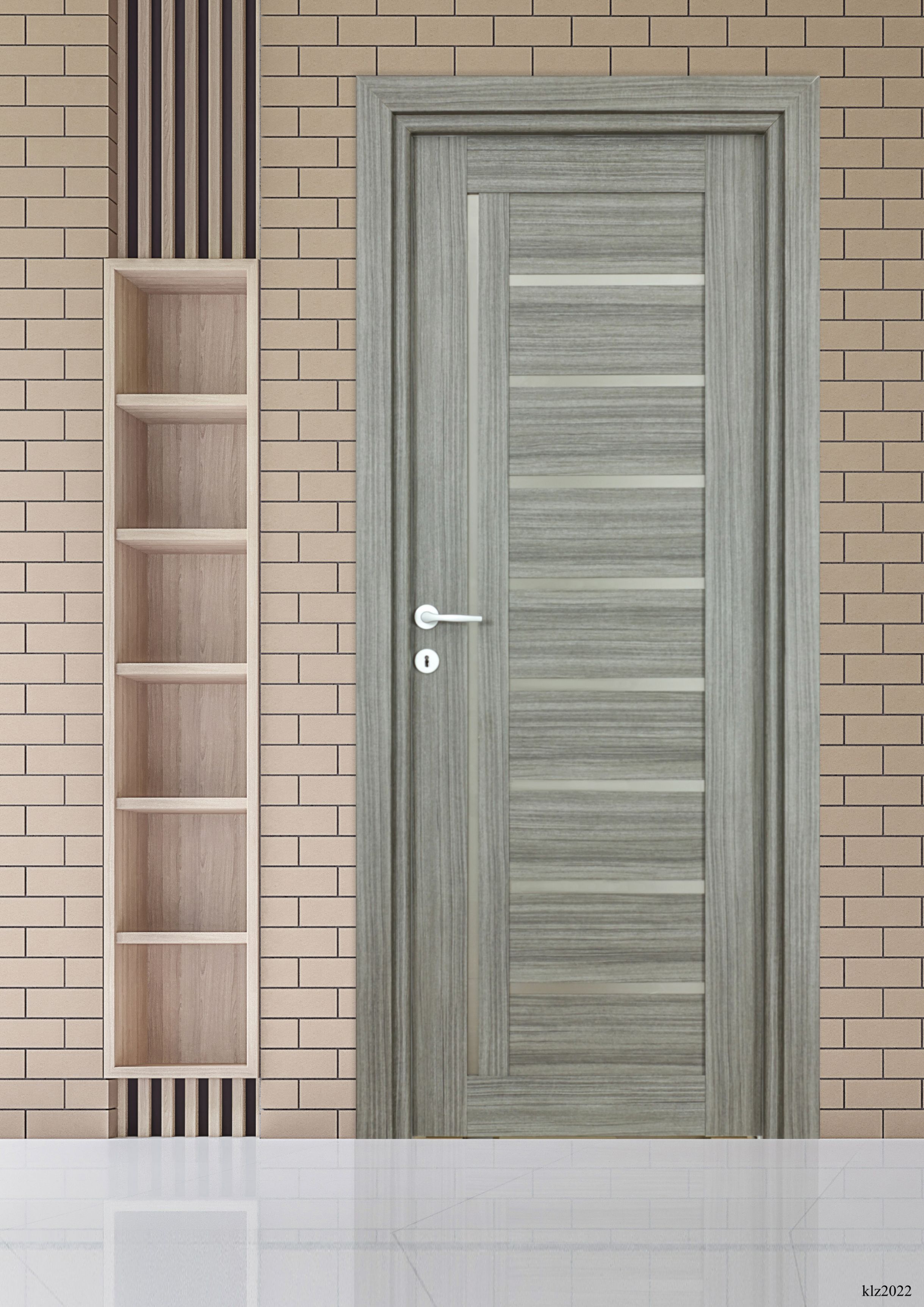 Usa interior Smart, cu geam, reversibila, MDF, 78 x 203 cm, negru periat