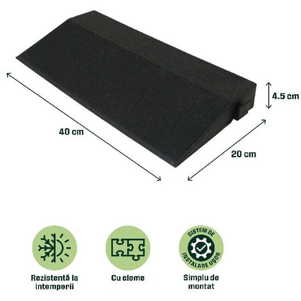 Placa margine pentru pardoseala/dusumea Agara KLIKSTROM, compozit, 40 x 20 x 4.5 cm, negru-antracit