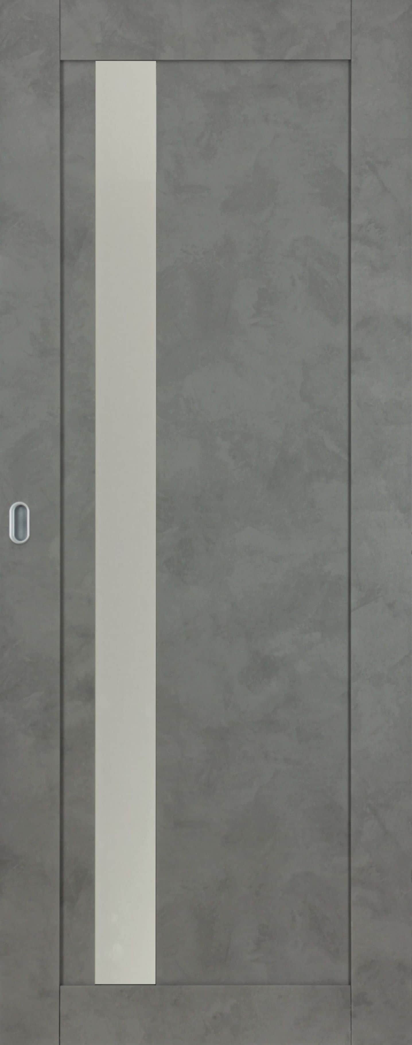 Usa interior Maya, cu geam, reversibila, MDF, 81.5 x 207 cm, gri inchis