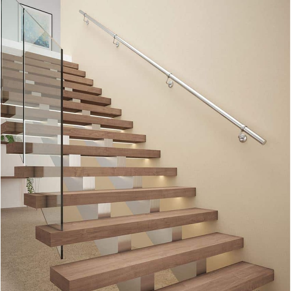 Kit balustrada perete rotunda Fortia, otel, D 40 mm, L 3.6 m, negru