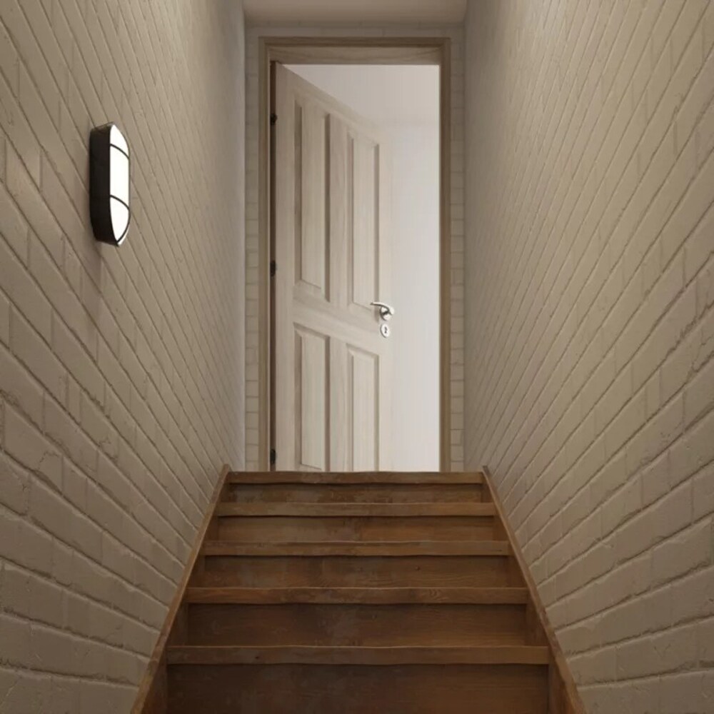 Lampa ovala Bulkhead GoodHome, LED integrat, 16 W, IP44, rezistenta la umiditate, negru