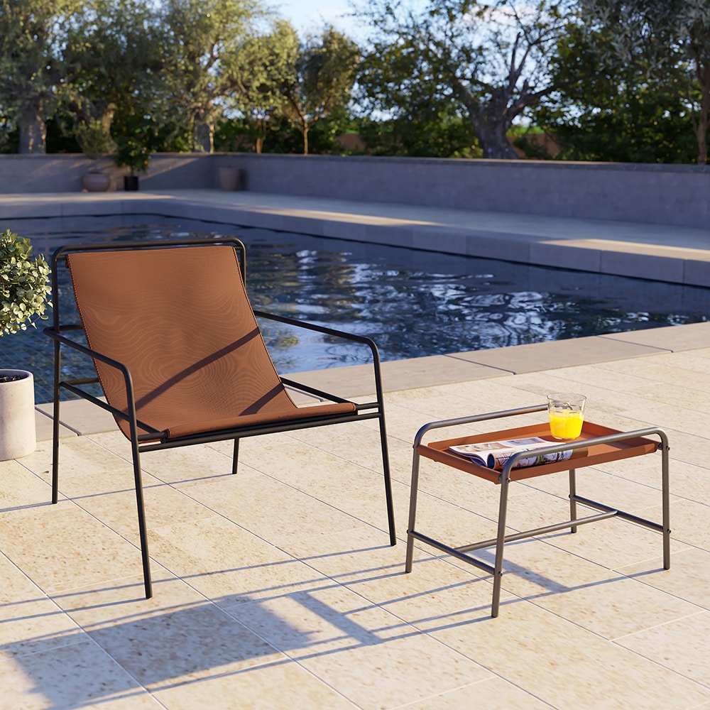 Scaun terasa GOODHOME Petalii, otel, 75.5 x 69.7 x 84.2 cm, maro