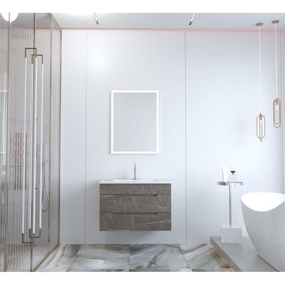 Oglinda baie SANITOP, 60 x 3 x 80 cm, iluminare LED, alb