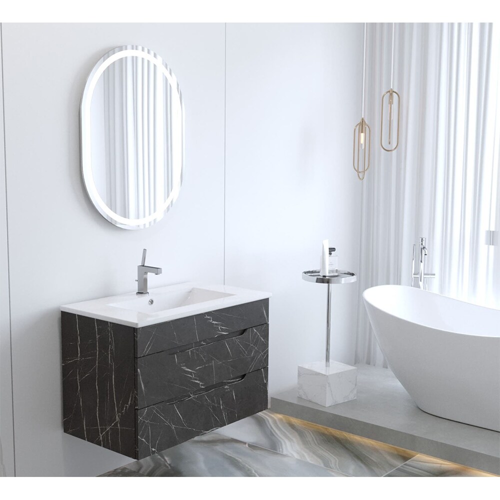 Oglinda baie SANITOP, 60 x 3 x 80 cm, iluminare LED, transparent