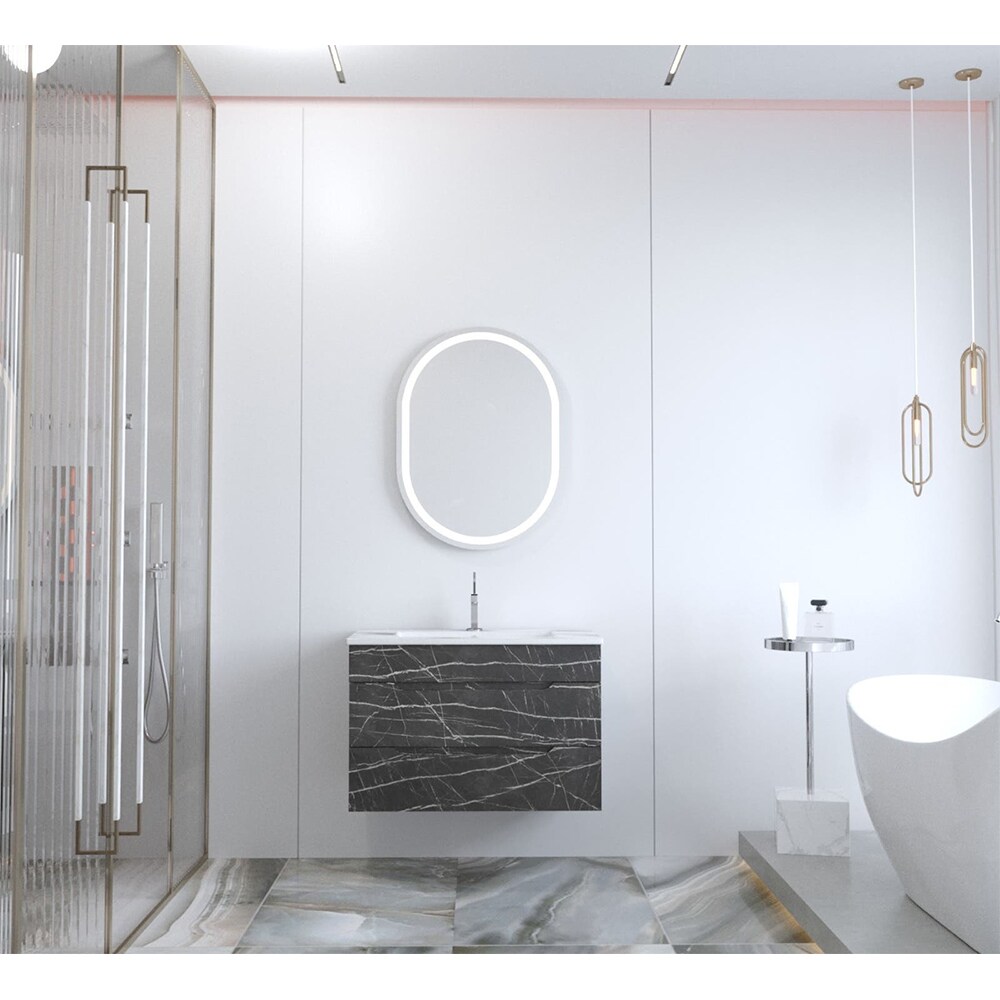 Oglinda baie SANITOP, 60 x 3 x 80 cm, iluminare LED, transparent