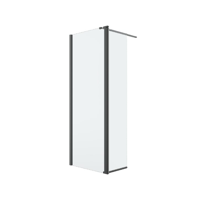 Cabina de dus walk-in, 125 x 195 cm, sticla si aluminiu, transparent/negru