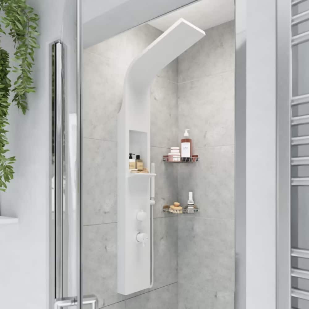 Panel de dus GOODHOME Layra, termostat, hidromasaj, 140 cm, alb mat