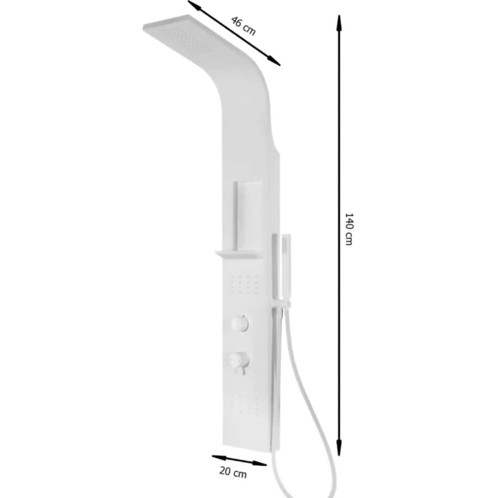 Panel de dus GOODHOME Layra, termostat, hidromasaj, 140 cm, alb mat