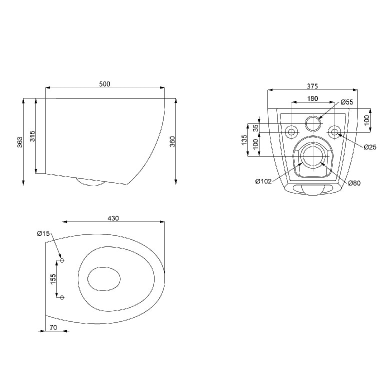 Vas WC suspendat GOODHOME Kentia, ceramica, 37.5 x 50 x 36.5 cm, capac SoftClose, alb